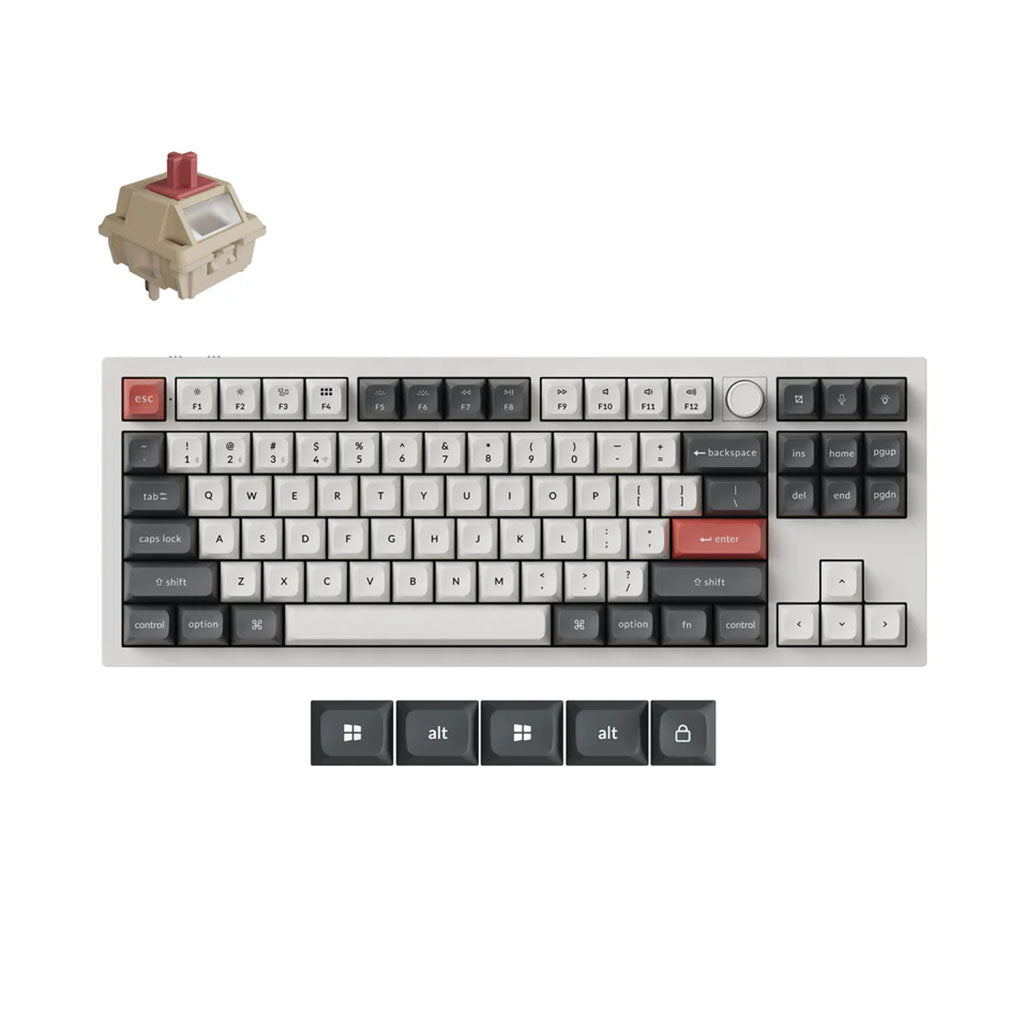 Keychron Q3 Ultra 8K Wireless Custom Mechanical Keyboard - White - Keychron Silk POM Red Switch(KBKCQ3UP1) - 1