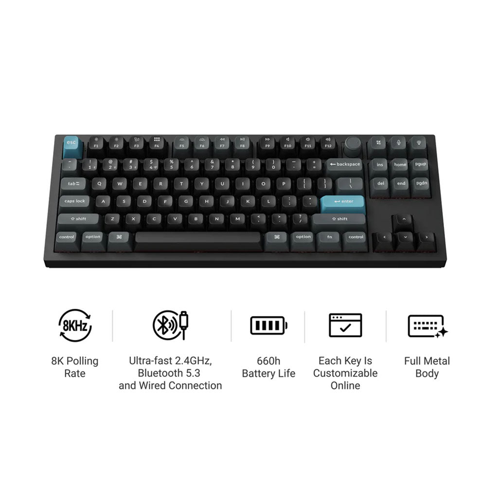 Keychron Q3 Ultra 8K Wireless Custom Mechanical Keyboard - White - Keychron Silk POM Red Switch(KBKCQ3UP1) - 2