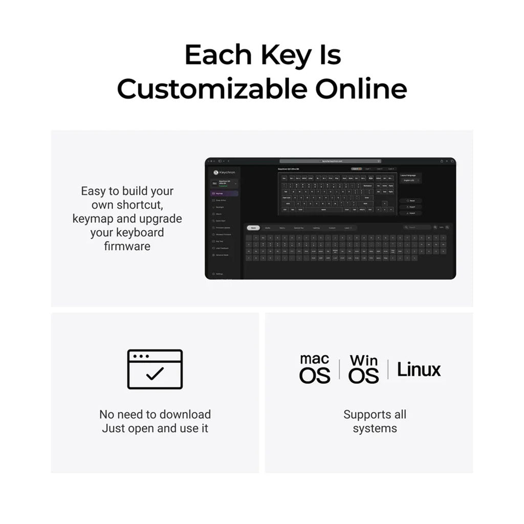Keychron Q3 Ultra 8K Wireless Custom Mechanical Keyboard - White - Keychron Silk POM Red Switch(KBKCQ3UP1) - 5