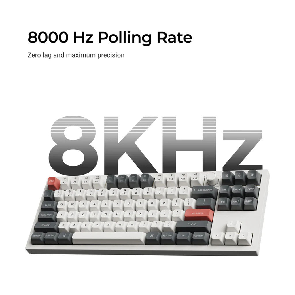 Keychron Q3 Ultra 8K Wireless Custom Mechanical Keyboard - White - Keychron Silk POM Red Switch(KBKCQ3UP1) - 6