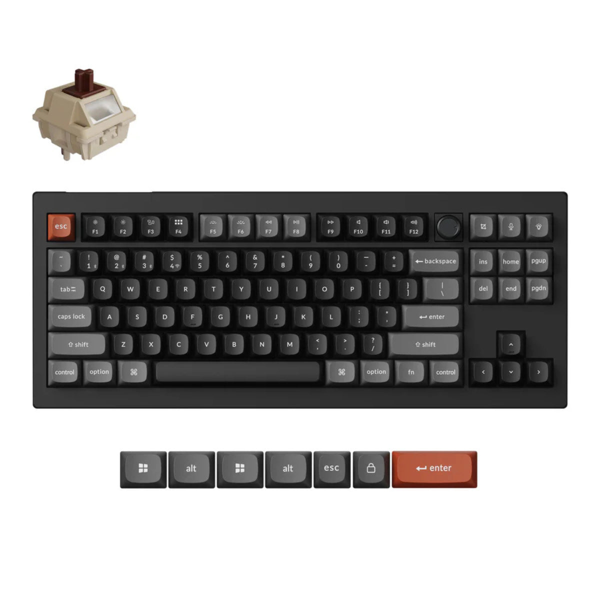 Keychron V3 Ultra 8K Wireless Custom Mechanical Keyboard - Black - Keychron Silk POM Switch - Brown(KBKCV3UD3) - 1