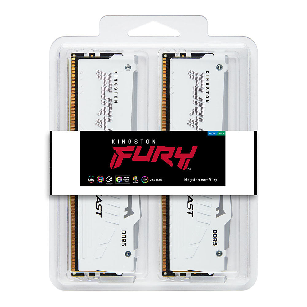 Kingston FURY Beast RGB 128GB (4x 32GB) DDR5 5600MHz Desktop Memory - White(KF556C40BWAK4-128) - 3
