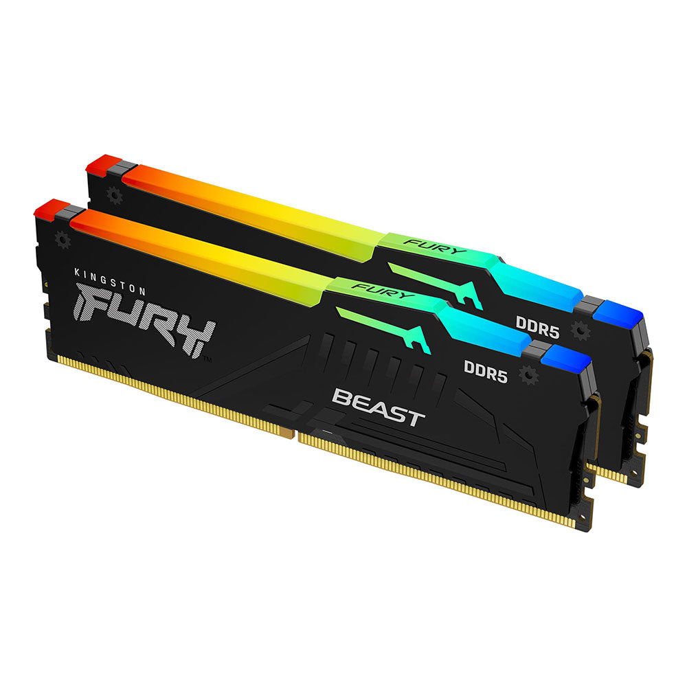 Kingston FURY Beast RGB 64GB (2x 32GB) DDR5 6000MHz INTEL XMP & AMD EXPO READY Desktop Memory - Black(KF560C36BBEAK2-64) - 1