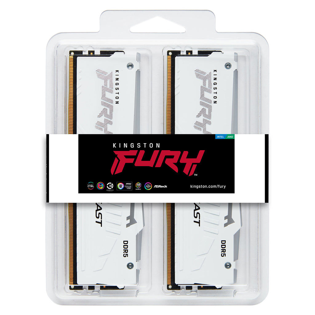 Kingston FURY Beast RGB 32GB (2x 16GB) DDR5 6000MHz AMD & Intel Ready Memory - White(KF560C36BWE2AK2-32) - 3