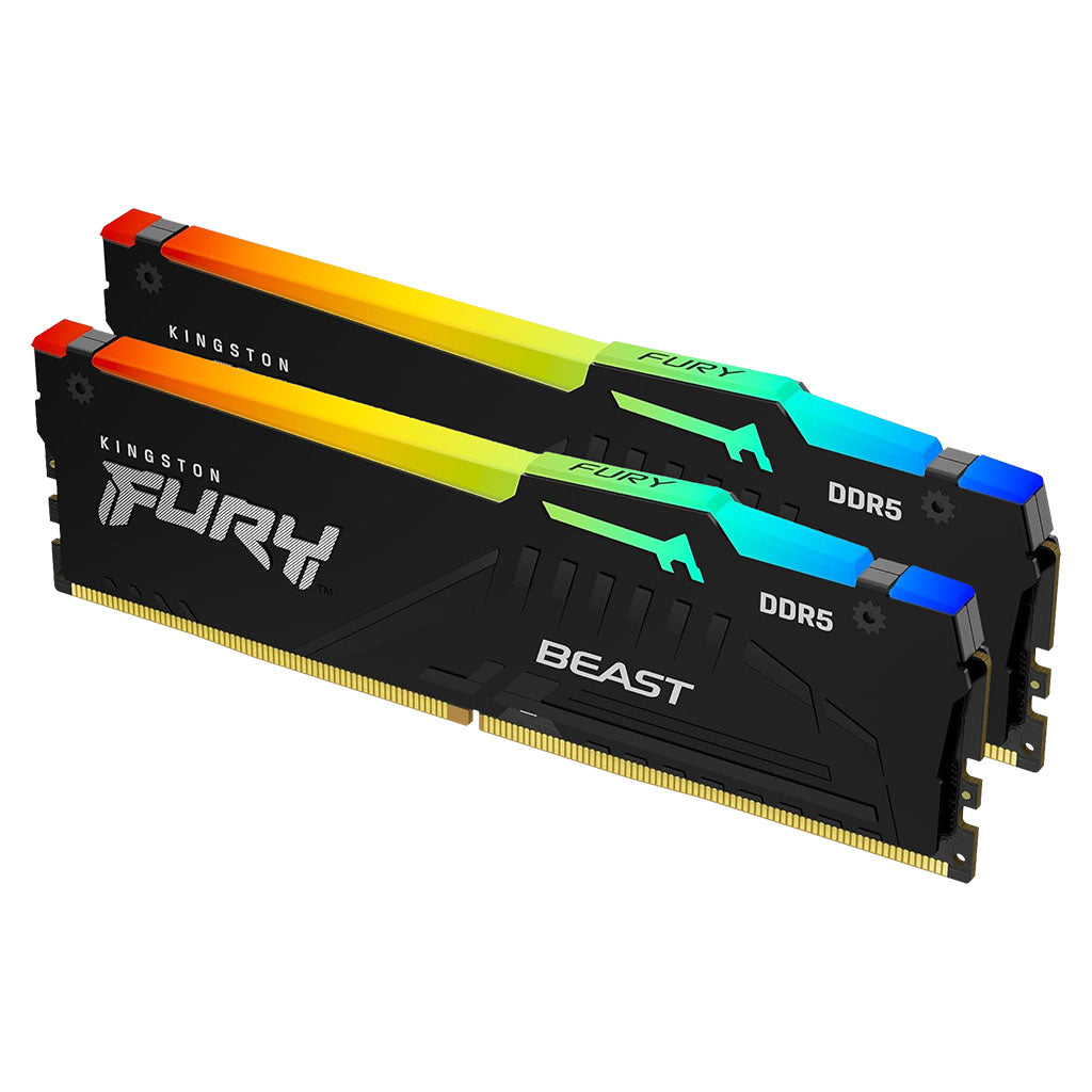 Kingston FURY Beast RGB 64GB (2x 32GB) DDR5 6000MHz CL36 Intel XMP & AMD EXPO READY Desktop Memory - Black(KF560C36BBE2AK2-64) - 2