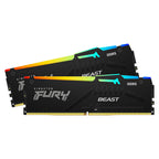 Kingston FURY Beast RGB 64GB (2x 32GB) DDR5 6000MHz CL36 Intel XMP & AMD EXPO READY Desktop Memory - Black(KF560C36BBE2AK2-64) - 1