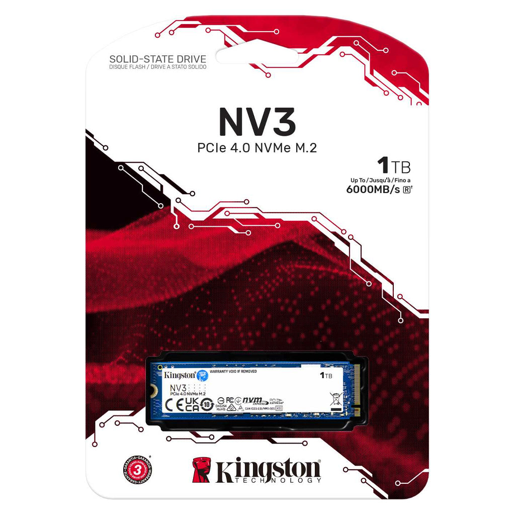 Kingston NV3 1TB PCIe 4.0 NVMe M.2 2280 SSD - SNV3S/1000G(SNV3S/1000G) - 3