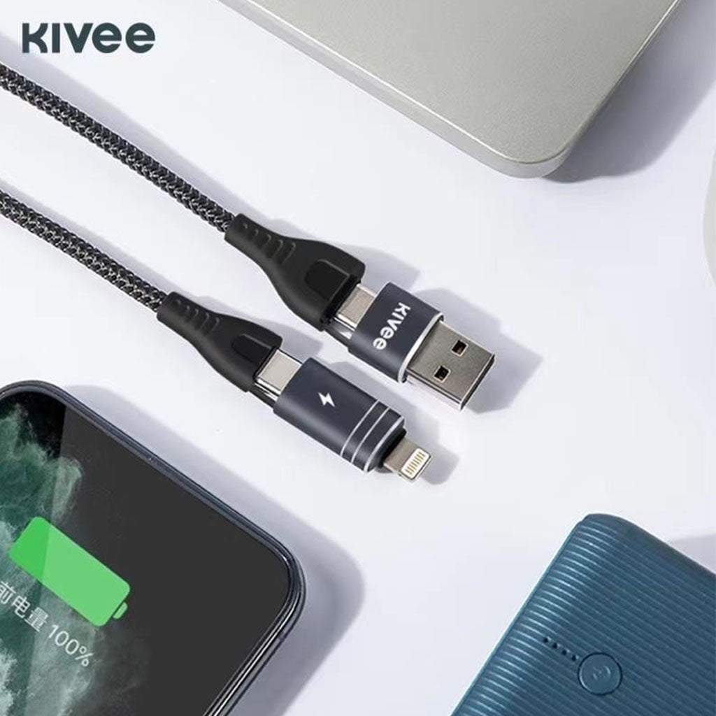 Kivee CT10 1m 4-in-1 Charging Cable - Black(ELEKIVCT10) - 2