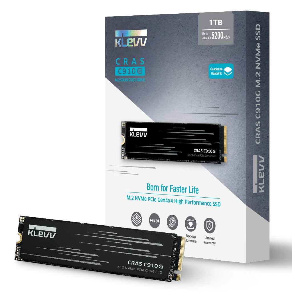 KLEVV CRAS C910G 1TB PCIe 4.0 NVMe M.2 2280 SSD(K01TBM2SP0-10G) - 3