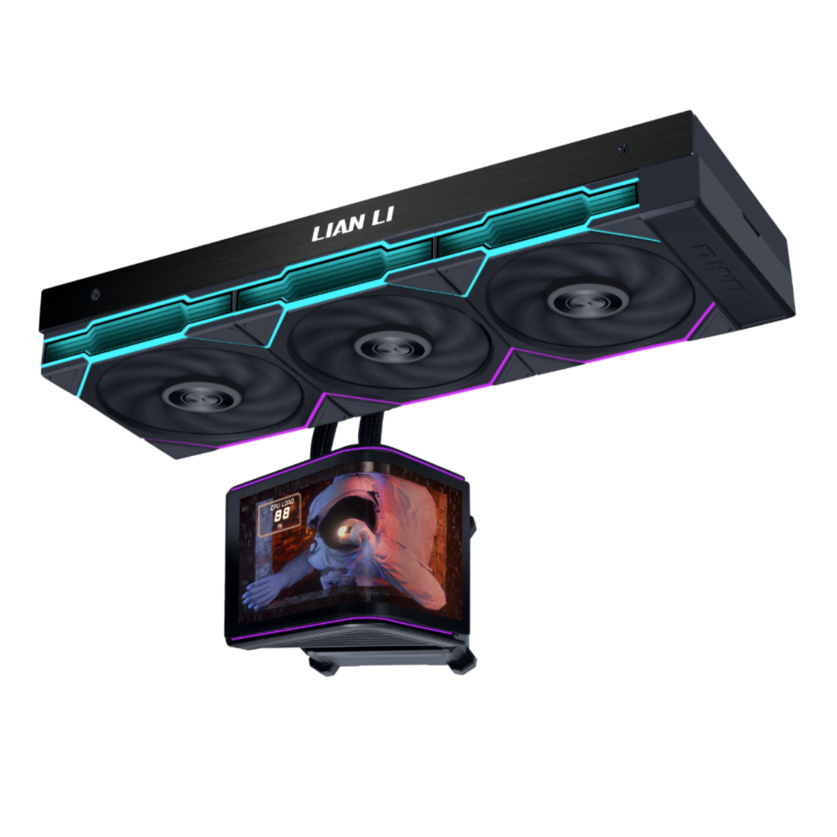 Lian Li Hydroshift II LCD Curved 360TL 360mm RGB AIO Liquid CPU Cooler - Black(GHS2OLDC36TB) - 1