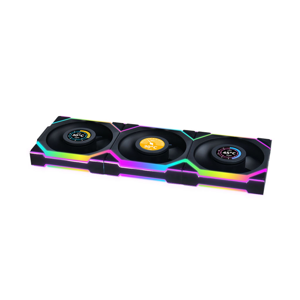 Lian-Li UNI FAN SL Wireless LCD 120mm ARGB PWM Case Fan - Black - 3 Pack(12SLLCD1W3B) - 8