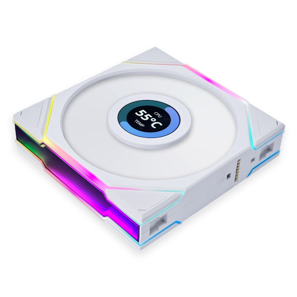 Lian-Li UNI FAN TL LCD Screen 120mm Reverse Blade ARGB PWM Case Fan - White(12RTLLCD1W) - 6