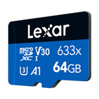 Lexar 64GB High-Performance 633x MicroSDHC/SDXC UHS-I Blue Memory Card - 100MB/s(LMS0633064G-BNNNG) - 2