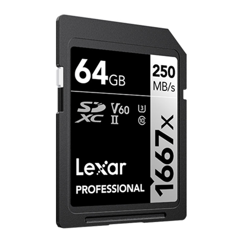 Lexar 64GB Professional 1667x SDXC UHS-II Silver Series Memory Card - 250MB/s(LSD64GCB1667) - 2