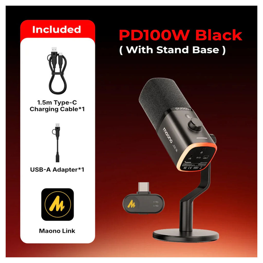 MAONO PD100W Wireless & USB Dynamic Microphone(MNPD100WTBK) - 10