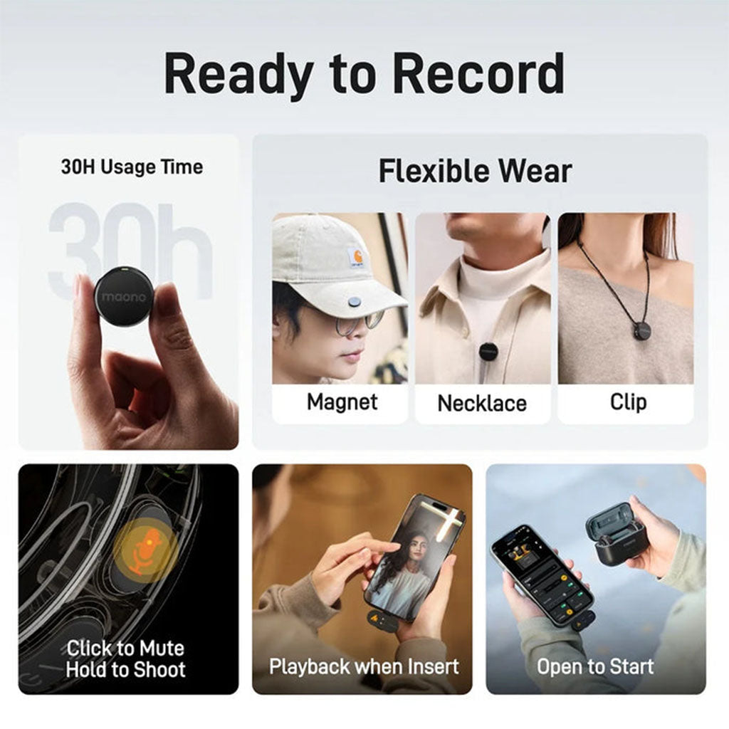 Maono Wave T5 Wireless Lavalier Microphone Combo - Camera / Lightning / Type-C(MNWM650PA3) - 7