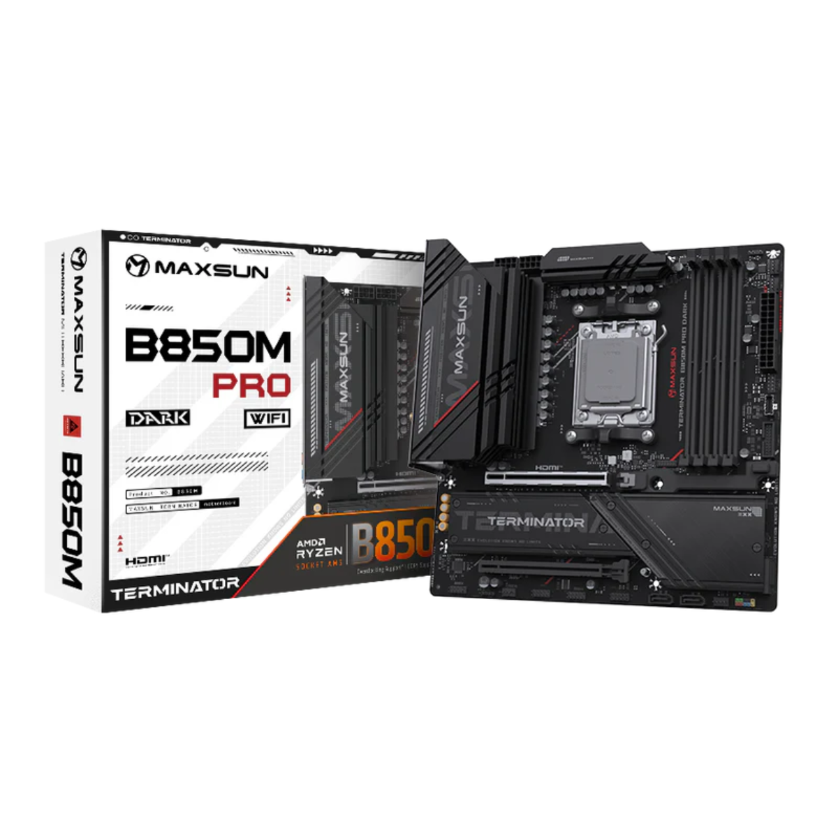 MaxSun MS-Terminator B850M PRO DARK WIFI AM5 M-ATX Motherboard
