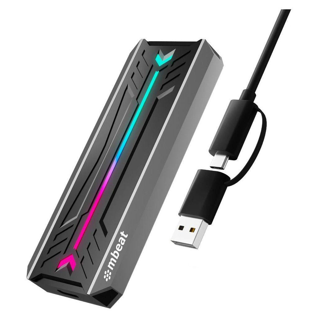 mbeat USB-C/A 10Gbps RGB M.2 NVMe & SATA SSD Enclosure