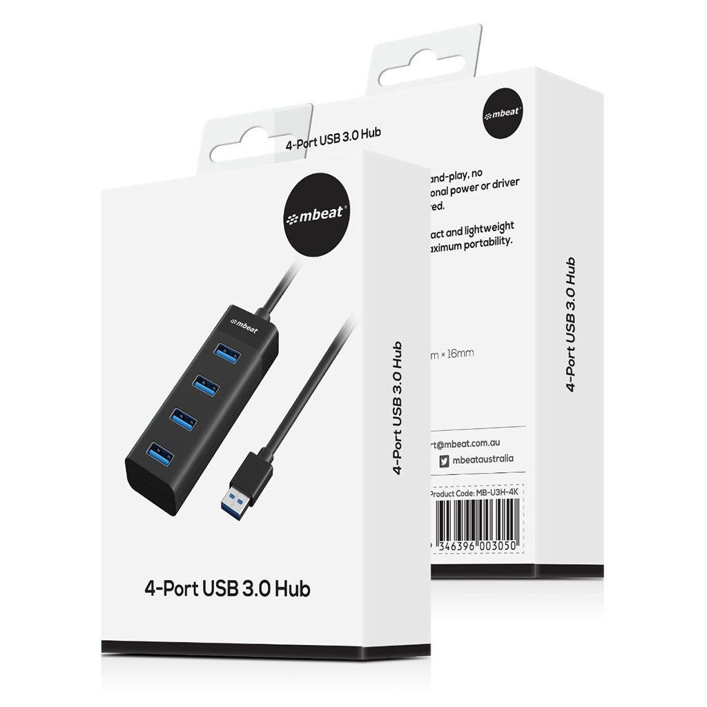 mbeat 4-Port USB 3.0 Hub - Black(MB-U3H-4K) - 4