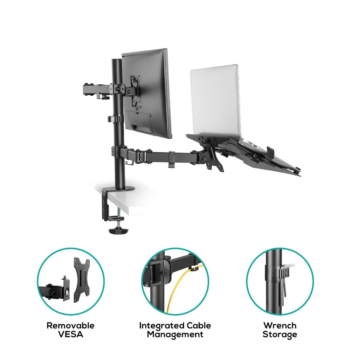 mbeat Activiva Dual Articulating Monitor Arm with Laptop Holder 13" - 32"(ACA-BMA-DLH01K) - 3