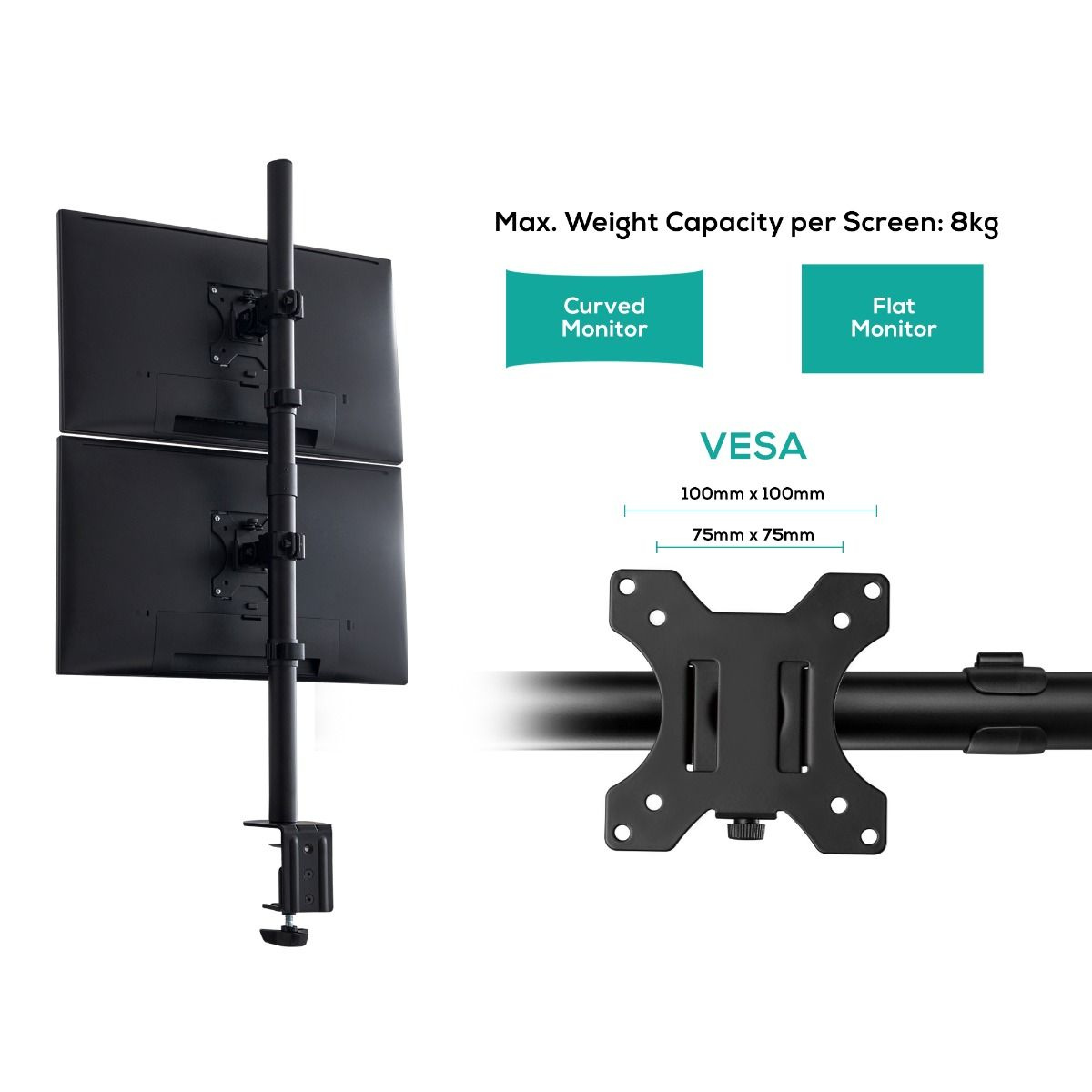 mbeat Activiva Dual-Screen Articulating Vertical Monitor Arm 13" - 32"(ACA-BMA-VDC01K) - 2