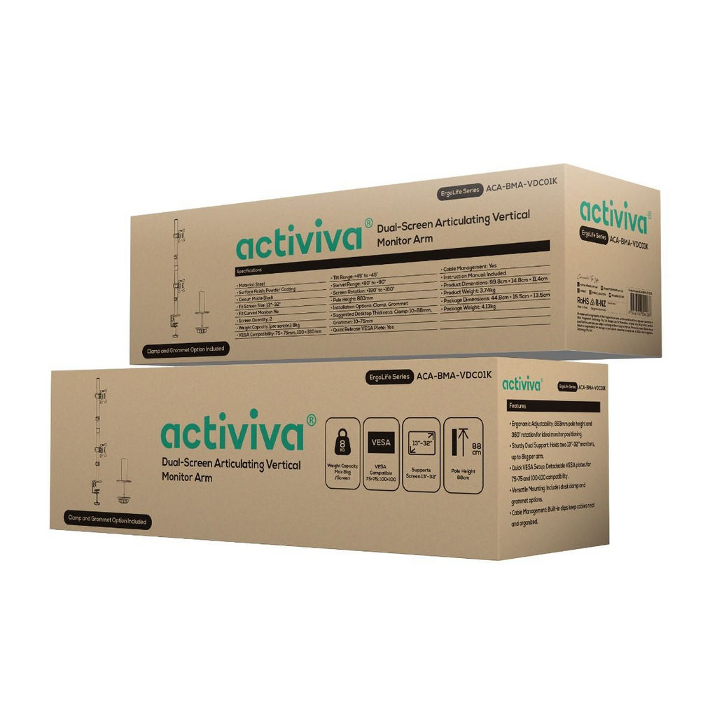mbeat Activiva Dual-Screen Articulating Vertical Monitor Arm 13" - 32"(ACA-BMA-VDC01K) - 7