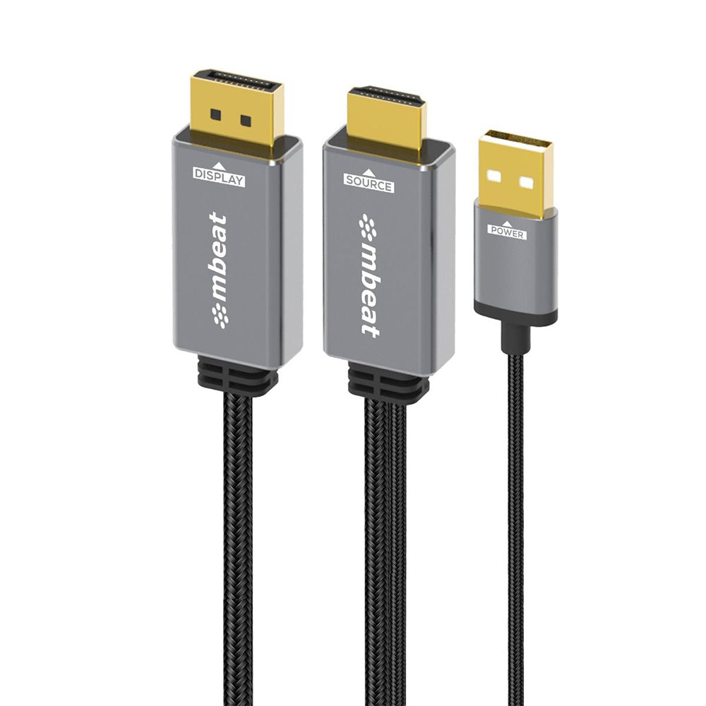 mbeat ToughLink 1.8m HDMI to DisplayPort Cable with USB Power(MB-XCB-HDDPU18) - 1