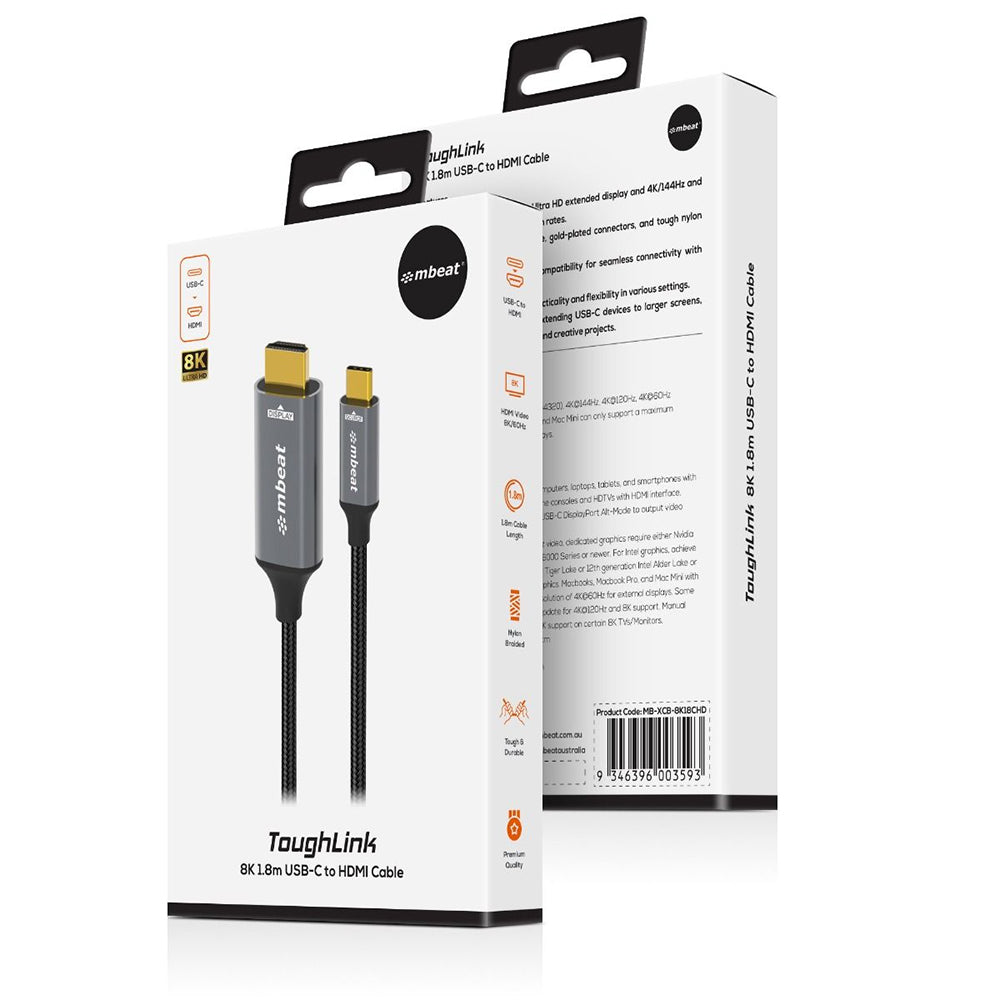 mbeat ToughLink 8K 1.8m USB-C to HDMI Cable(MB-XCB-8K18CHD) - 2