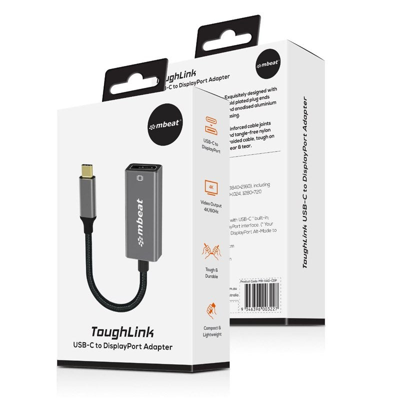 mbeat ToughLink USB-C 3.1 Male to DisplayPort 1.2 Female Adapter - 15cm(MB-XAD-CDP) - 2
