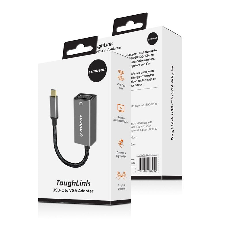 mbeat ToughLink USB-C 3.1 Male to VGA Female Adapter - 15cm(MB-XAD-CVGA) - 2
