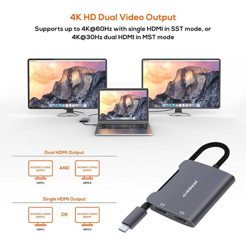 mbeat ToughLink USB-C to Dual HDMI Adapter(MB-XAD-CDHD) - 5