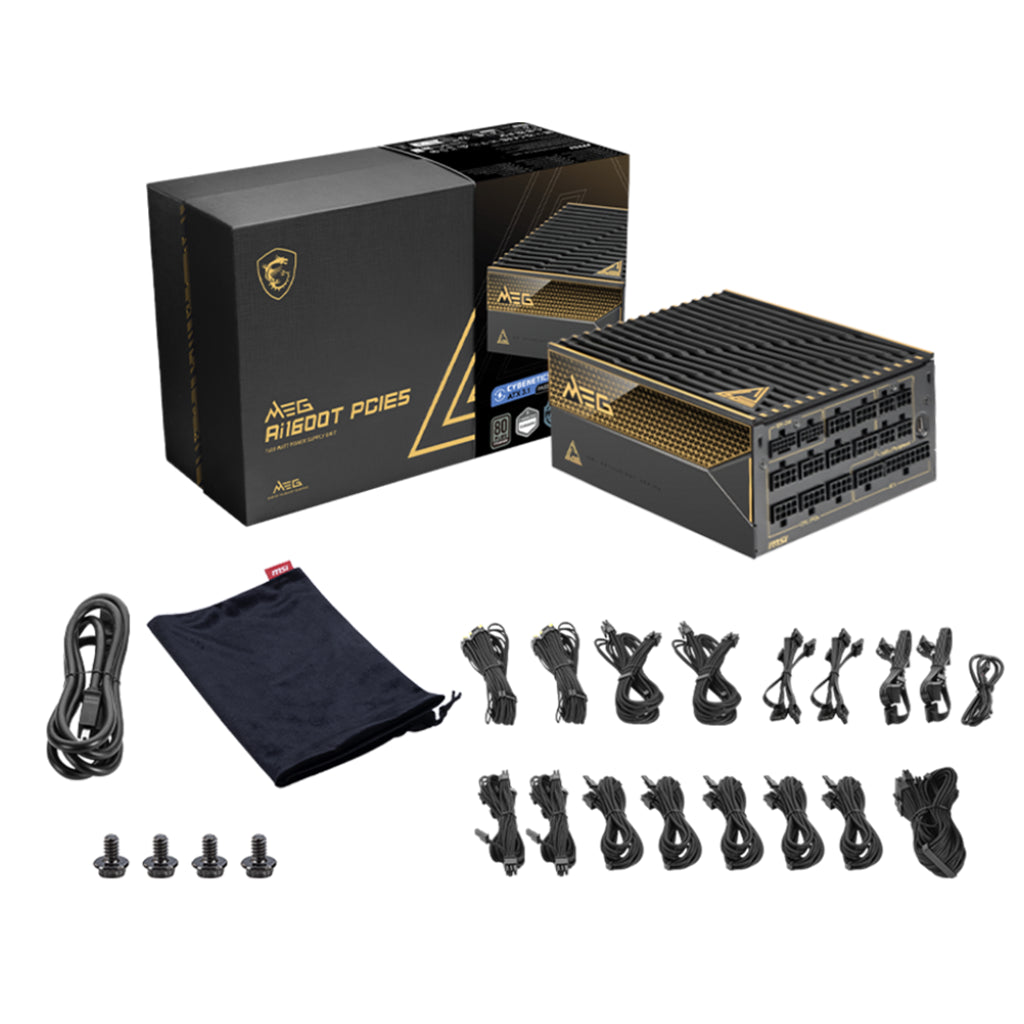 MSI MEG Ai1600T PCIE5 1600W 80+ Titanium Fully Modular ATX 3.1 Power Supply(MEG Ai1600T PCIE5) - 2