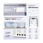 Mercusys Halo H37BE BE6500 Whole Home Mesh Wi-Fi 7 System - 3 Pack(Halo H37BE(3-pack)) - 5