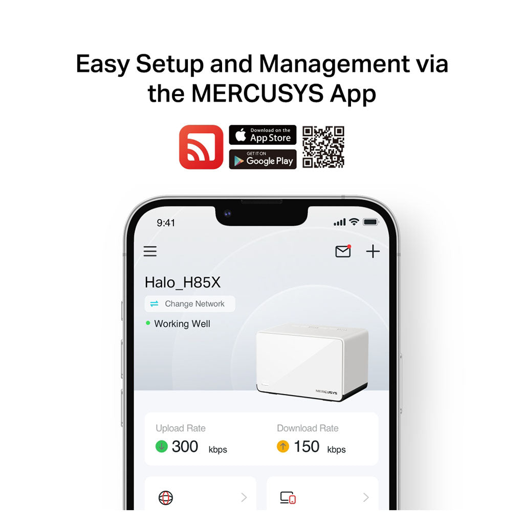 Mercusys Halo H85X AX3000 Whole Home Mesh Wi-Fi 6 System - 2 Pack(Halo H85X(2-pack)) - 8
