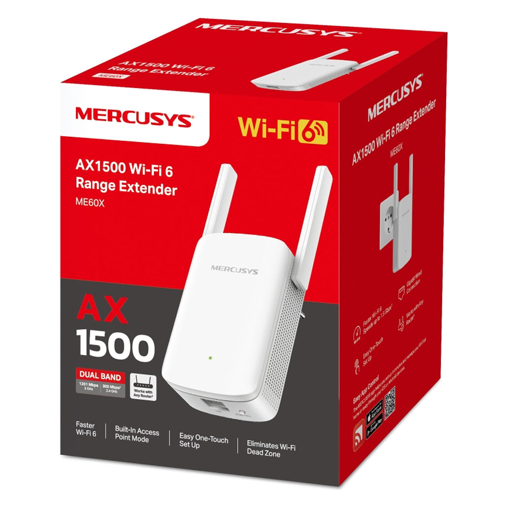 Mercusys ME60X AX1500 Dual-Band Wi-Fi 6 Range Extender(ME60X) - 5