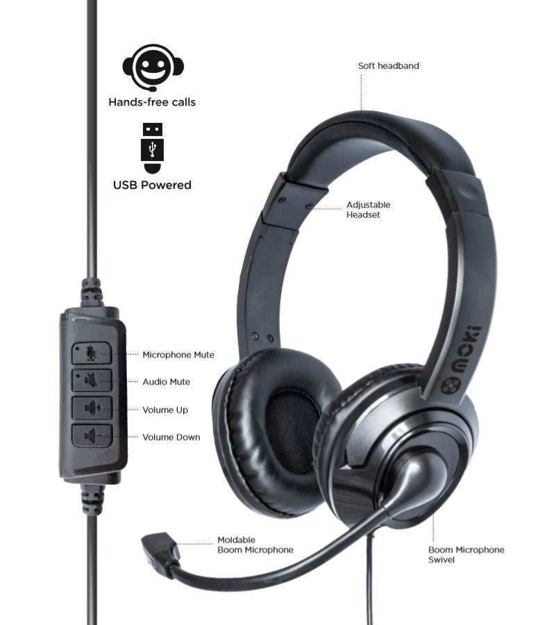Moki USB Stereo Headset With Boom Microphone(ACC-HPUSBM) - 2