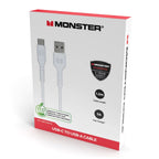Monster 1.2m USB-C to USB-A TPE Cable - White(MT-1.2MCTOATW) - 2