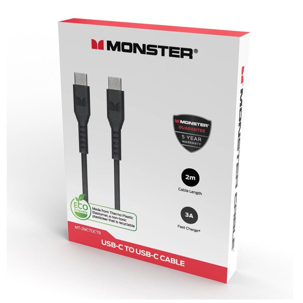 Monster 2m USB-C to USB-C TPE Cable - Black(MT-2MCTOCTB) - 2