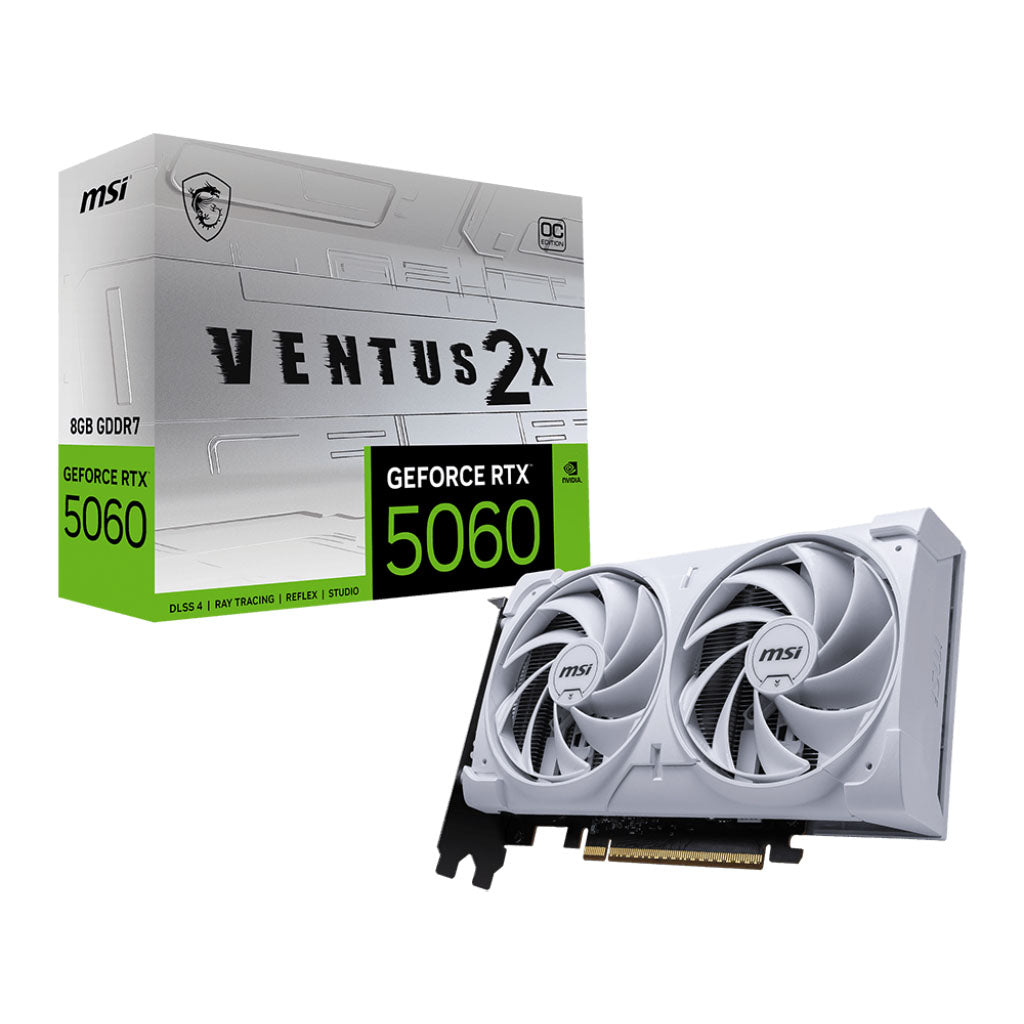 MSI GeForce RTX 5060 VENTUS 2X OC 8GB Video Card - White(GeForce RTX 5060 8G VENTUS 2X OC WHITE) - 1