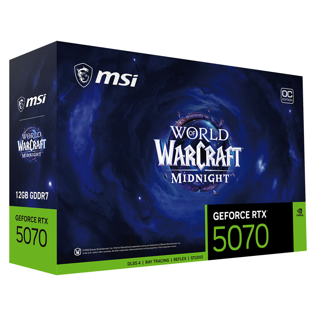 MSI GeForce RTX 5070 12G World of Warcraft MIDNIGHT VOID EDITION OC Video Card(GeForce RTX 5070 12G World of Warcraft MIDNIGHT VOID EDITION OC) - 5