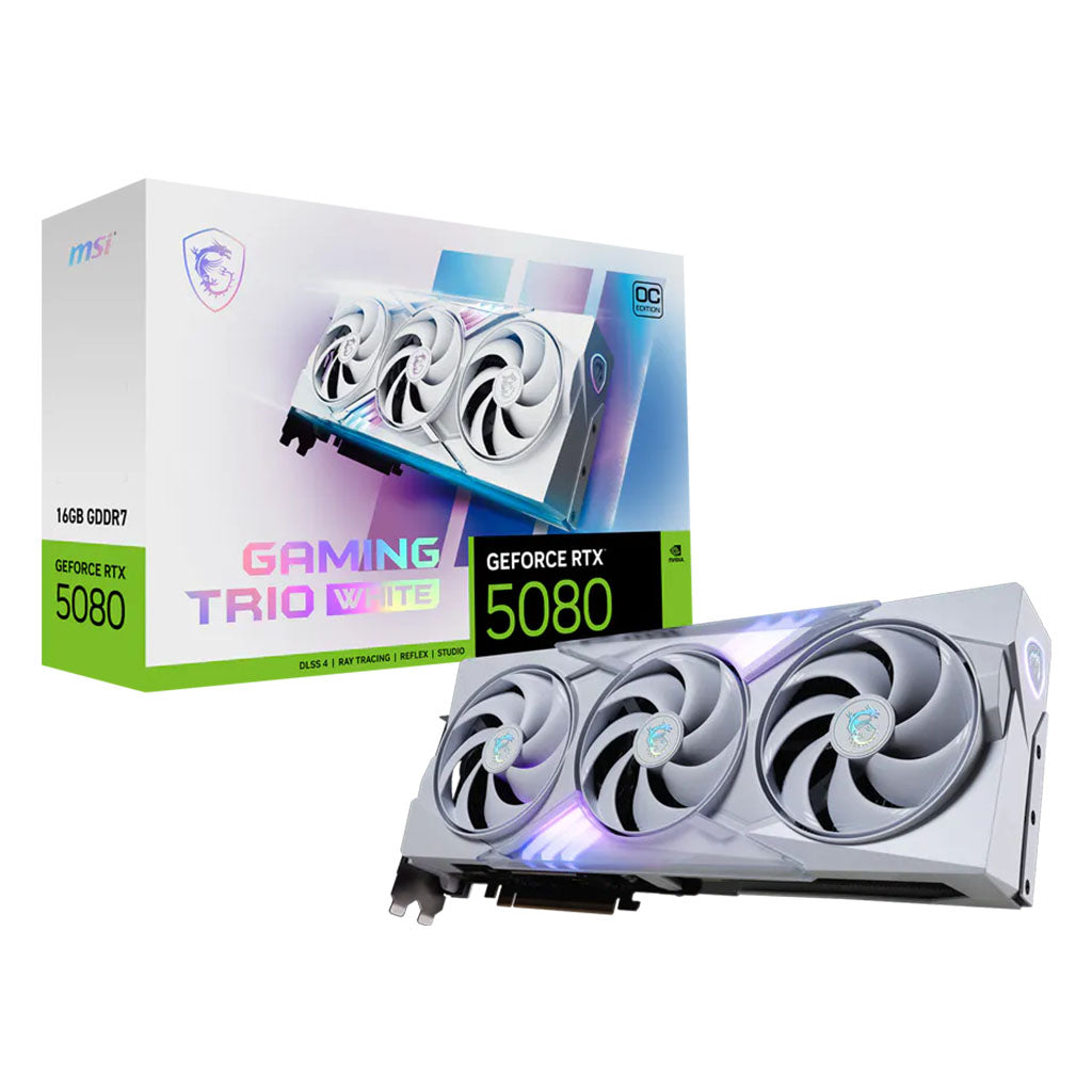 MSI GeForce RTX 5080 GAMING TRIO OC  16GB Video Card - White(GeForce RTX 5080 16G GAMING TRIO OC WHITE) - 1