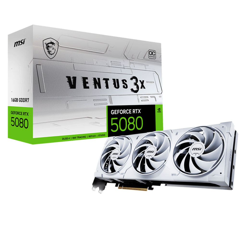 MSI GeForce RTX 5080 VENTUS 3X OC 16GB Video Card - White( RTX 5080 VENTUS 3X OC 16GB White) - 1