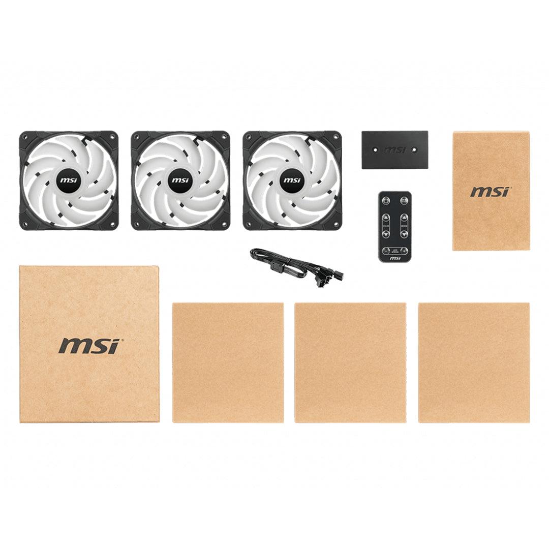 MSI MAG MAX F12A-3H ARGB 120mm Case Fan - 3-Pack w/ Controller(MAG MAX F12A-3H) - 3