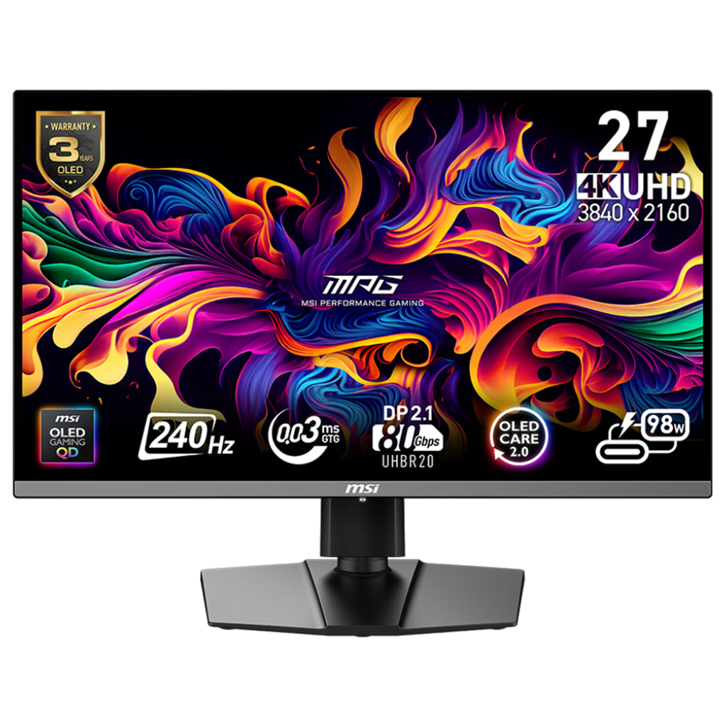 MSI MPG 272URX 26.5" 240Hz 4K UHD 0.03ms Adaptive Sync QD-OLED Gaming Monitor - G-SYNC Compatible(MPG 272URX QD-OLED) - 1