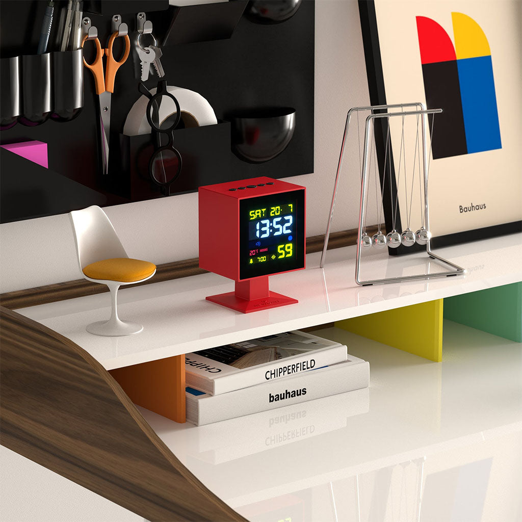 Newgate Monolith LCD Alarm Clock - Fire Engine Red – Mwave