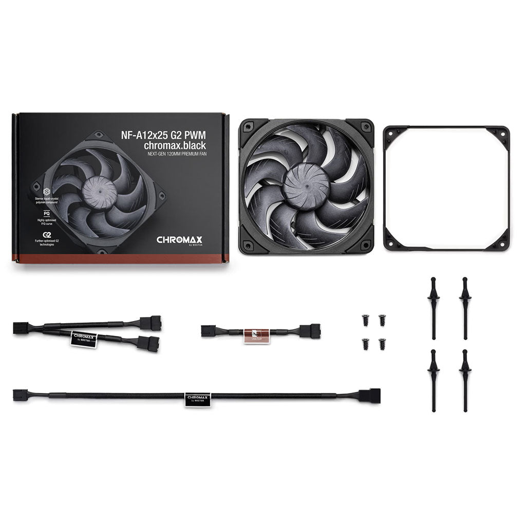 Noctua NF-A12x25 G2 PWM 120mm PWM Fan - Chromax Black(NF-A12X25 G2 PWM-CH-BK) - 10