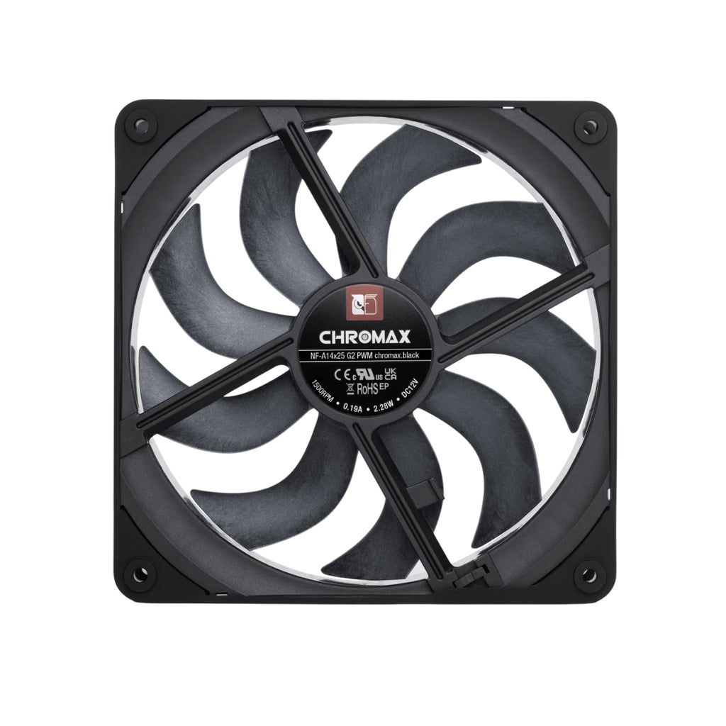 Noctua NF-A14x25R G2 SX2-PP 140mm PWM Fan - 2 Pack (chromax.black)(NF-A14X25 G2 PWM SX2-PP-CH-BK) - 2