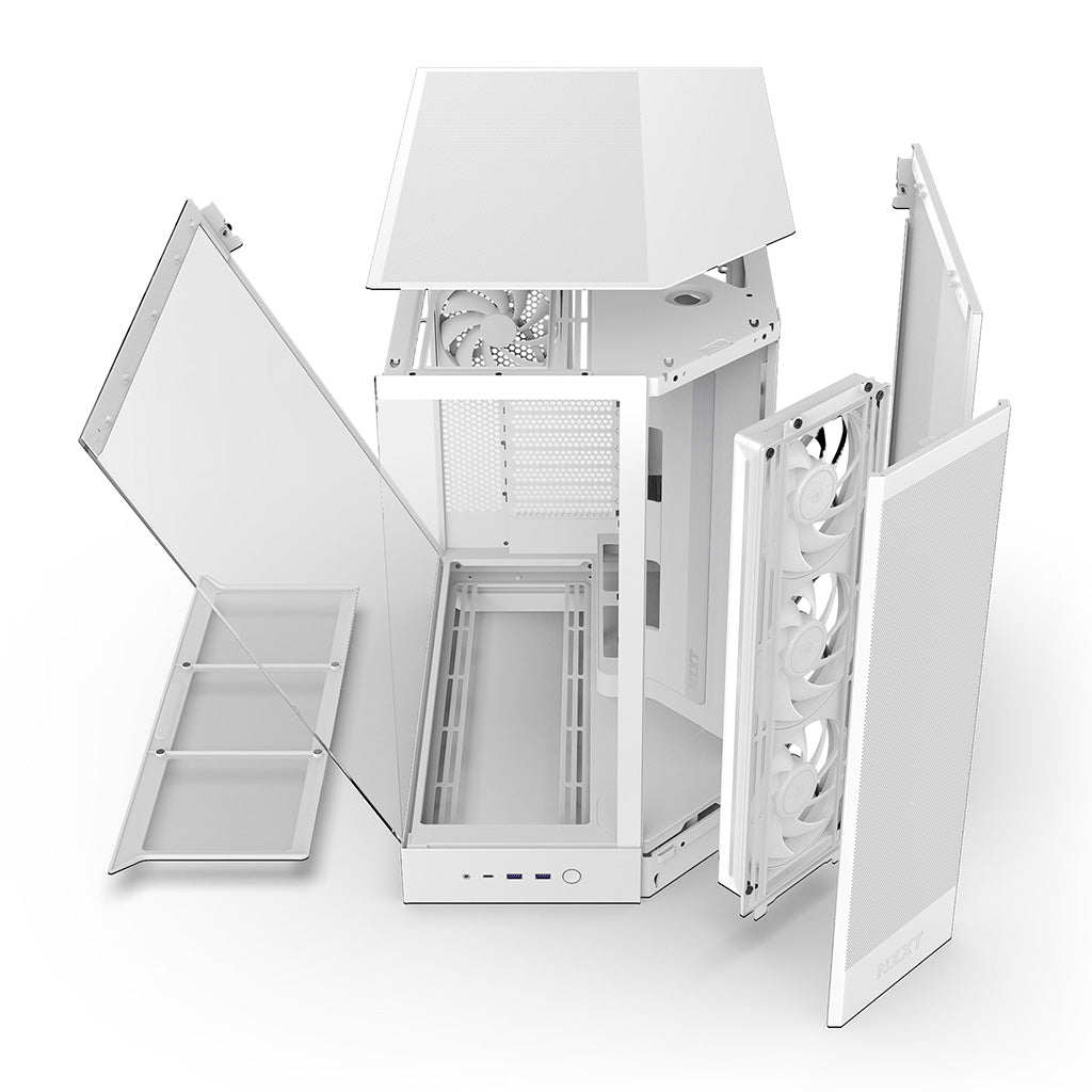 NZXT H9 Flow RGB Tempered Glass Mid-Tower E-ATX Case - White(CM-H92FW-R1) - 9