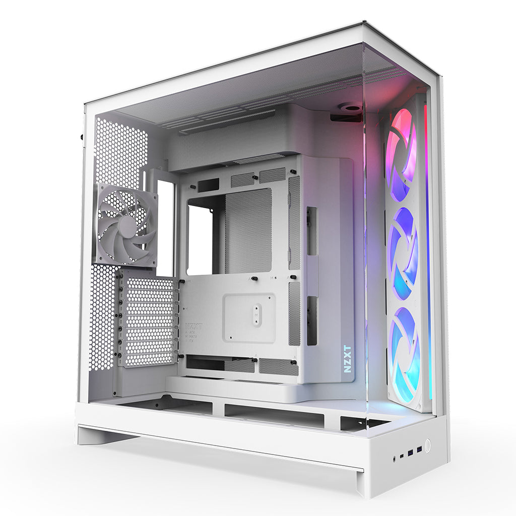NZXT H9 Flow RGB Tempered Glass Mid-Tower E-ATX Case - White(CM-H92FW-R1) - 1
