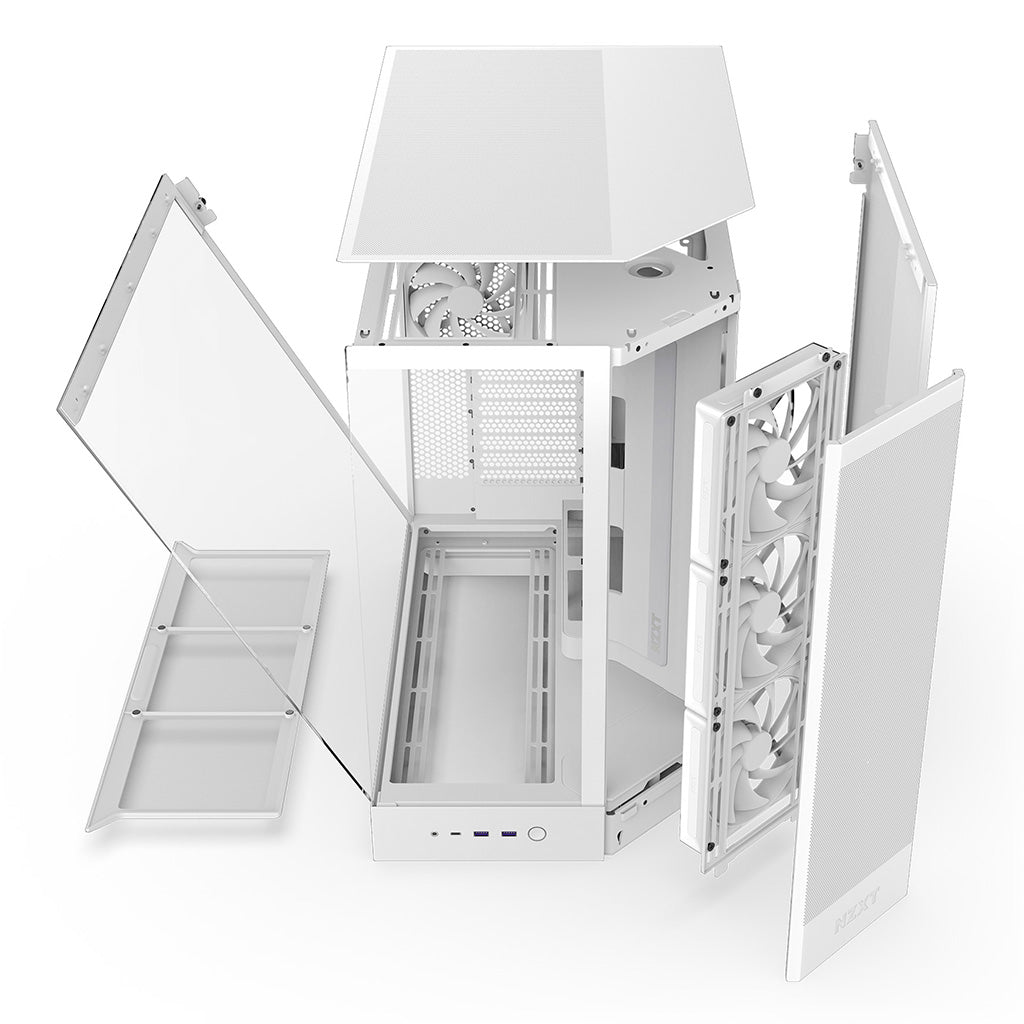 NZXT H9 Flow Tempered Glass Mid-Tower E-ATX Case - White(CM-H92FW-01) - 4